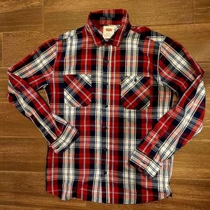 Levi's Flannel Button Up Shirt Red Plaid Men's Medium